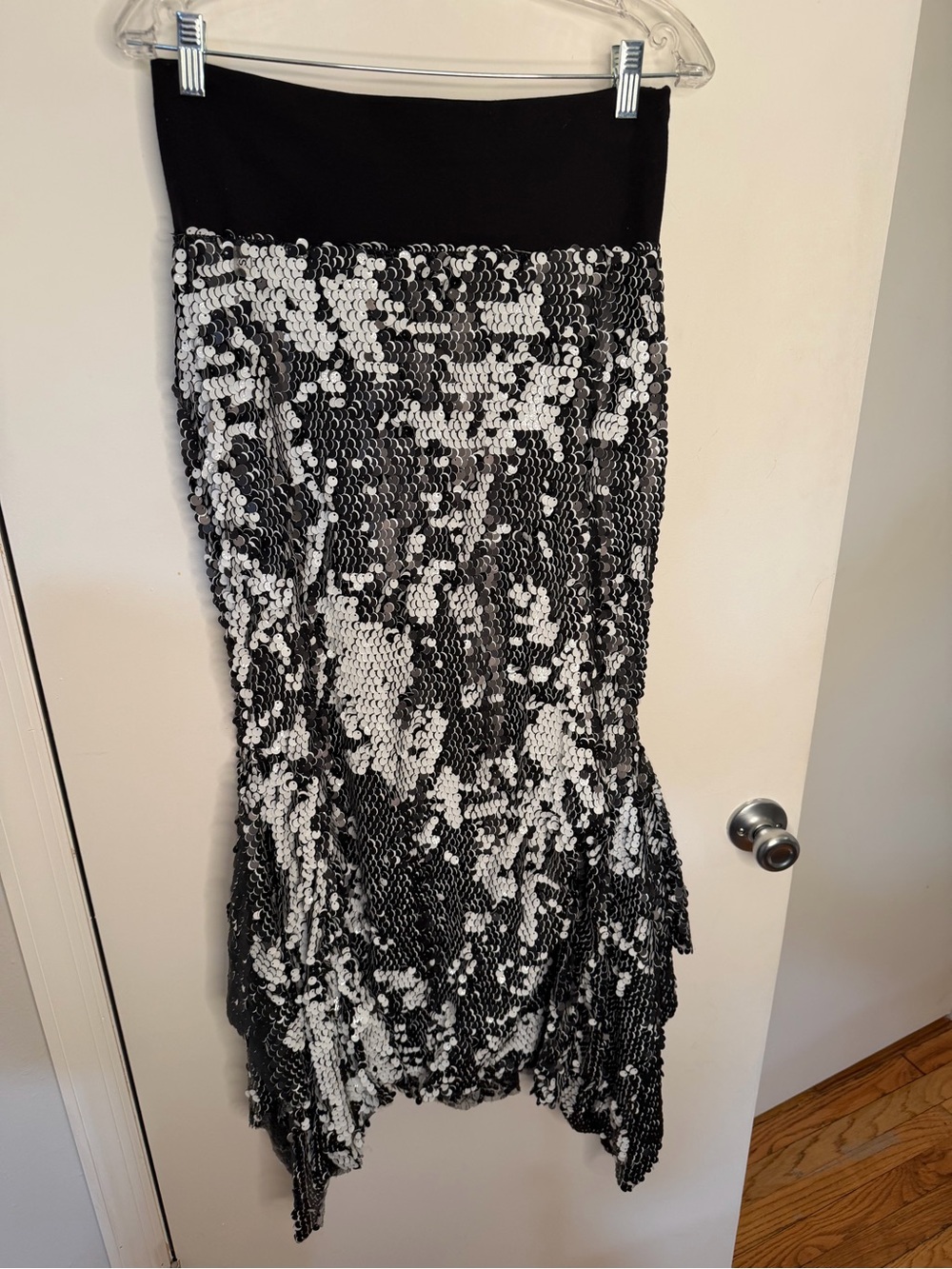 Maticevski Black and White Sequin Asymmetrical Skirt